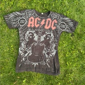 AC/DC GRAIL‎ Y2K T Shirt AOP All Over Print Black Ice Tour Rock Band 2008 Small